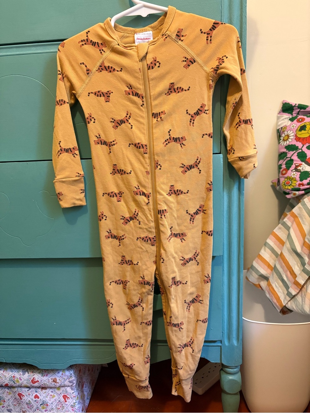 Hanna Andersson Mustard Tiger Zip One-Piece Pajamas
